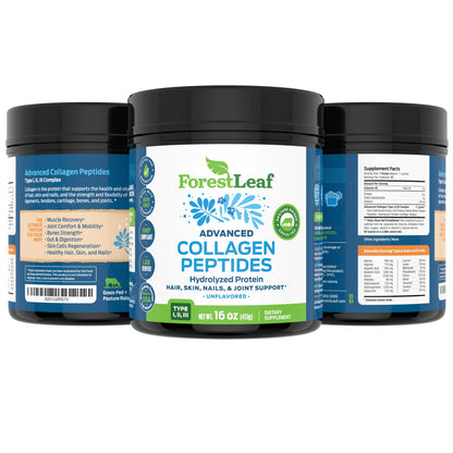 ForestLeaf 16 ounce unflavored protein supplement jar lid and safety seal closeup view