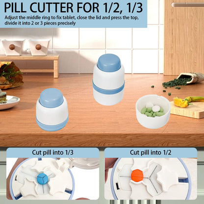 GAONLY tablet splitter top angle view highlighting the sharp concealed stainless steel safety blade