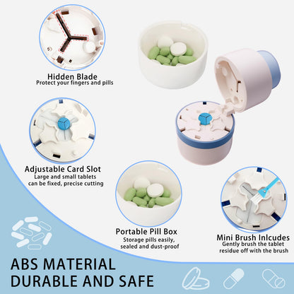 GAONLY portable pill splitter open lid view showcasing the integrated storage compartment for tablets