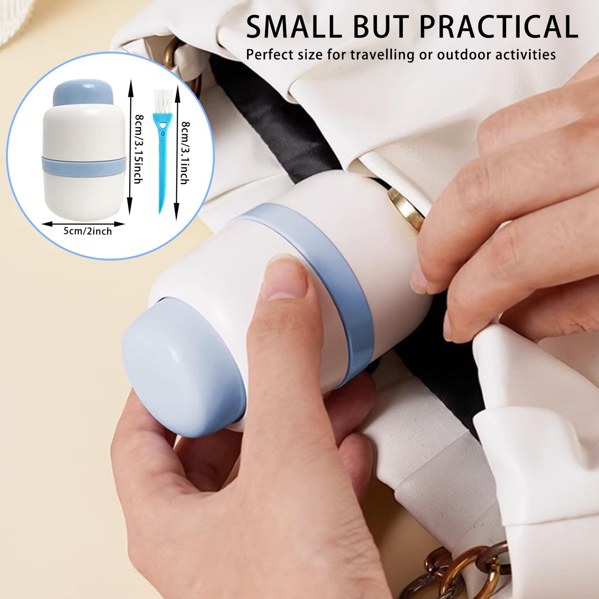 GAONLY travel pill container being closed to safely slice a supplement into three equal parts