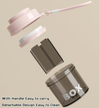 MURRI&MURRDI pocket pill dispenser demonstrating the flexible swivel wide openings