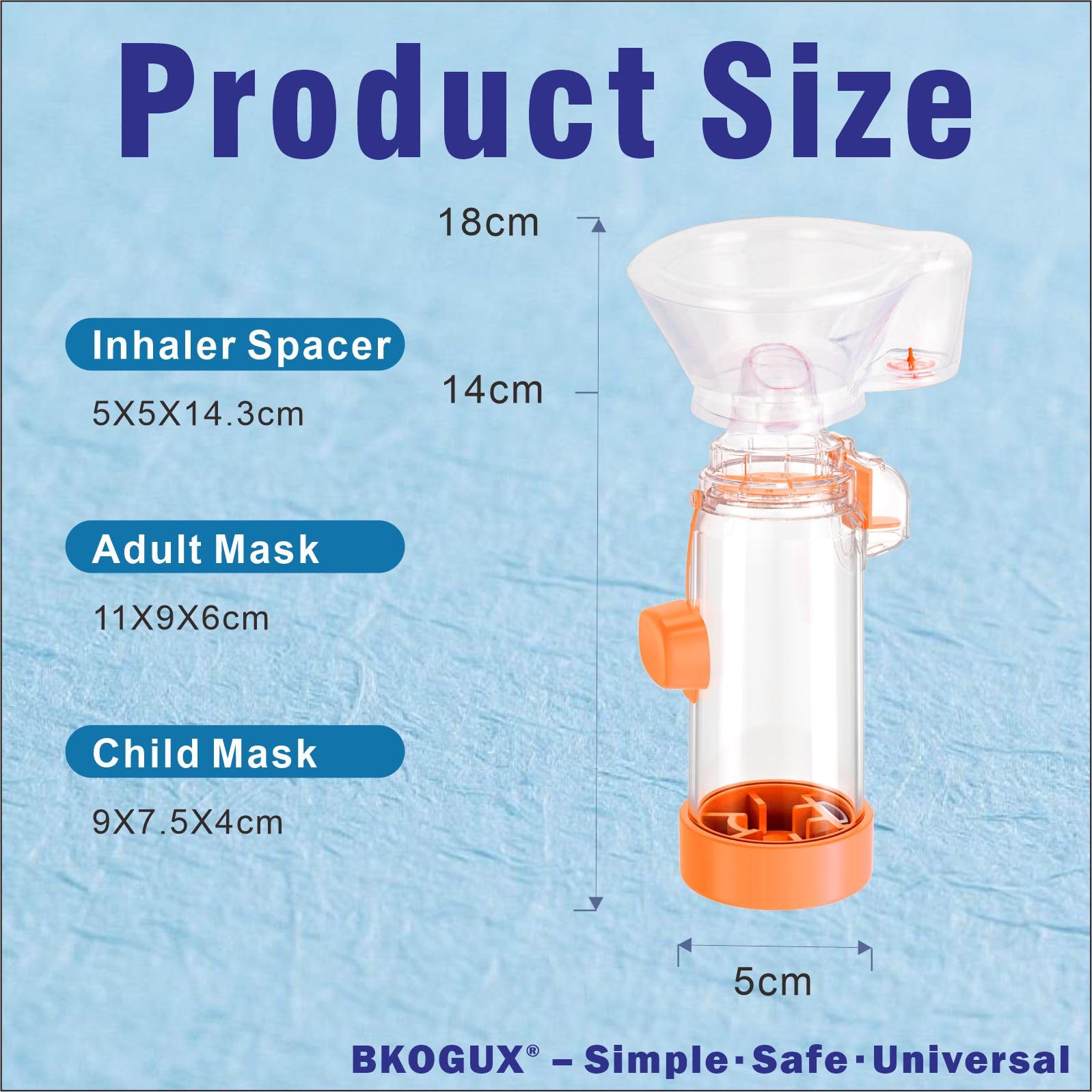 Disassembled parts of the BKOUGX pediatric inhaler spacer showcasing easy cleaning layout