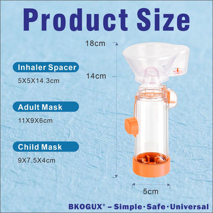 Disassembled parts of the BKOUGX pediatric inhaler spacer showcasing easy cleaning layout