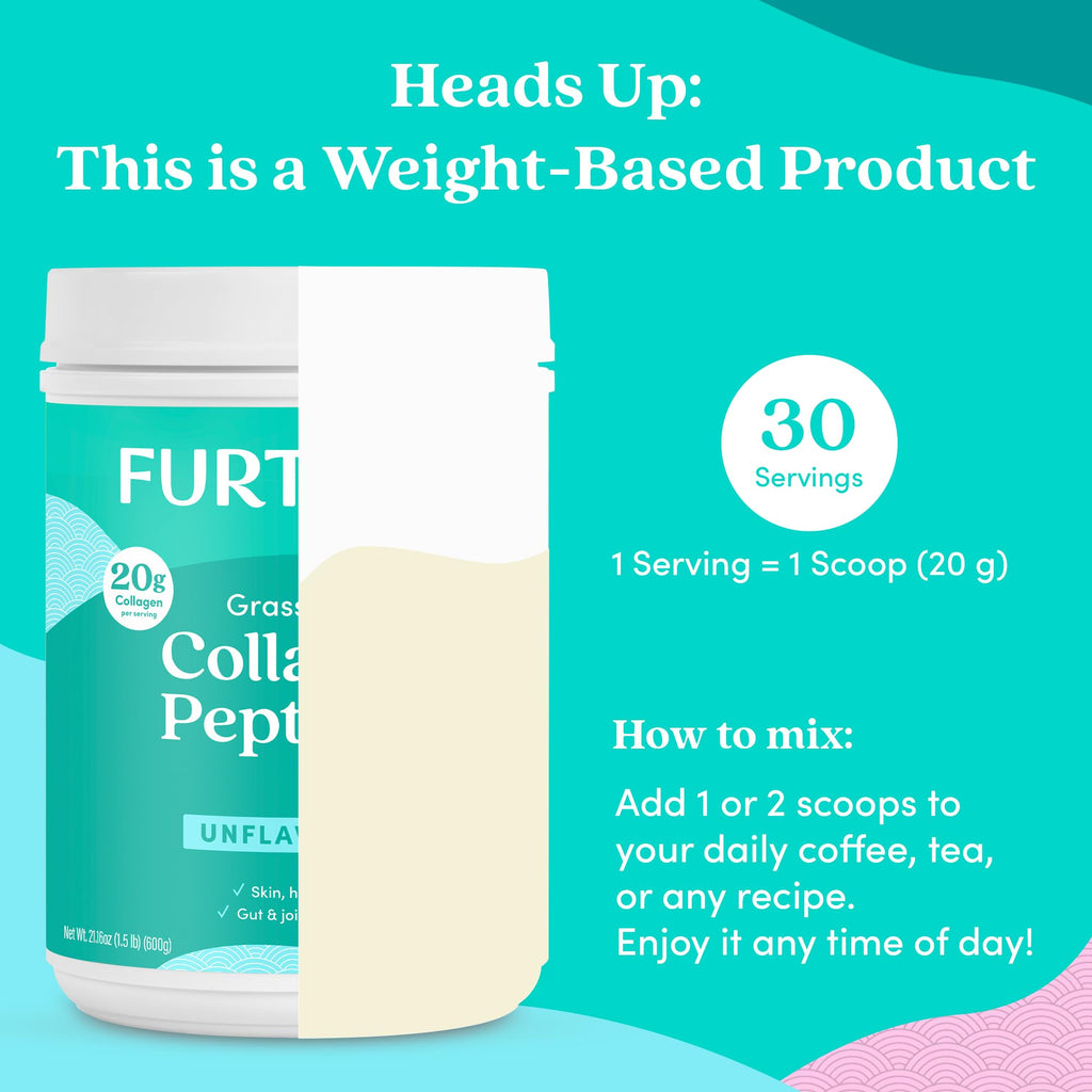 Close up of Further Food 100 percent pasture raised grass fed collagen powder packaging details for Indian consumers.
