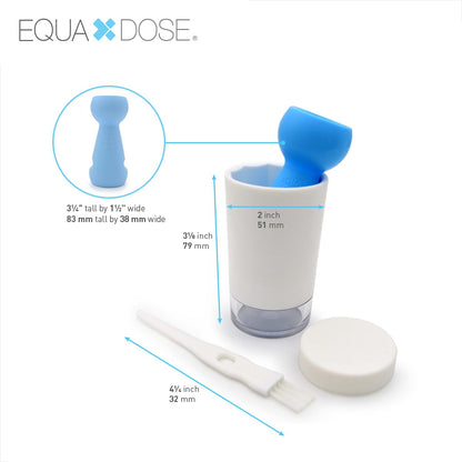 EQUADOSE compact tablet crusher with clear storage jar and travel lid detached