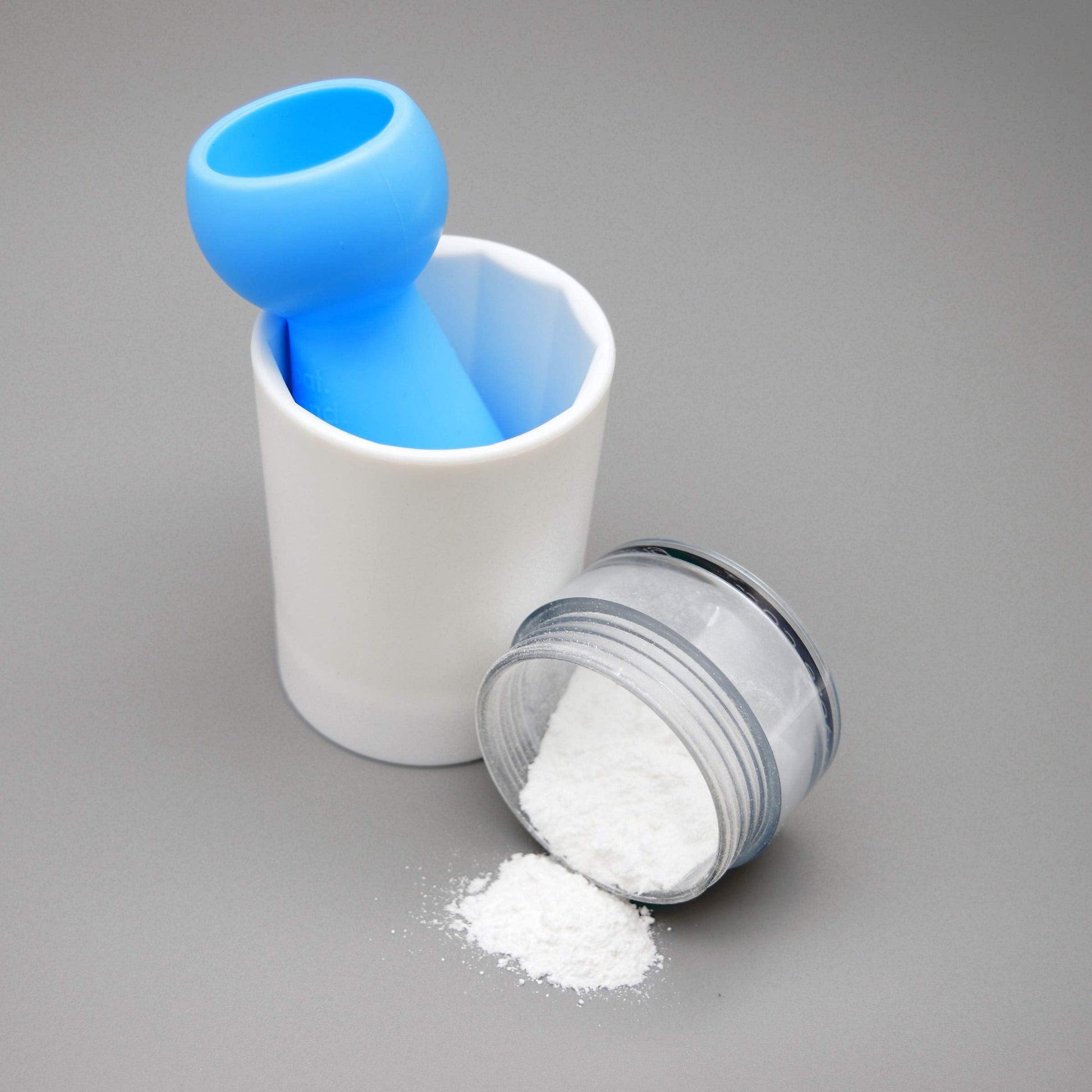 Premium imported medicine grinder showing close up of the durable polyethylene grinding mechanism
