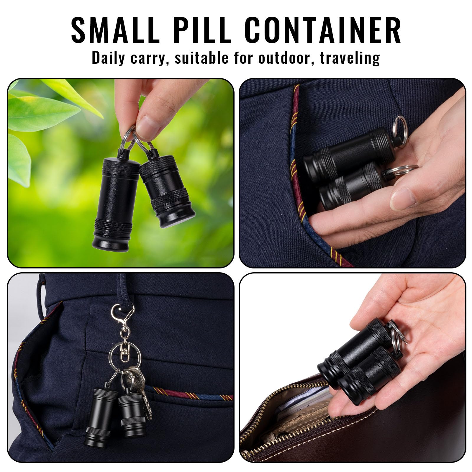 SOBAHIDO waterproof aluminium alloy small pill case showing the rubber O ring seal.