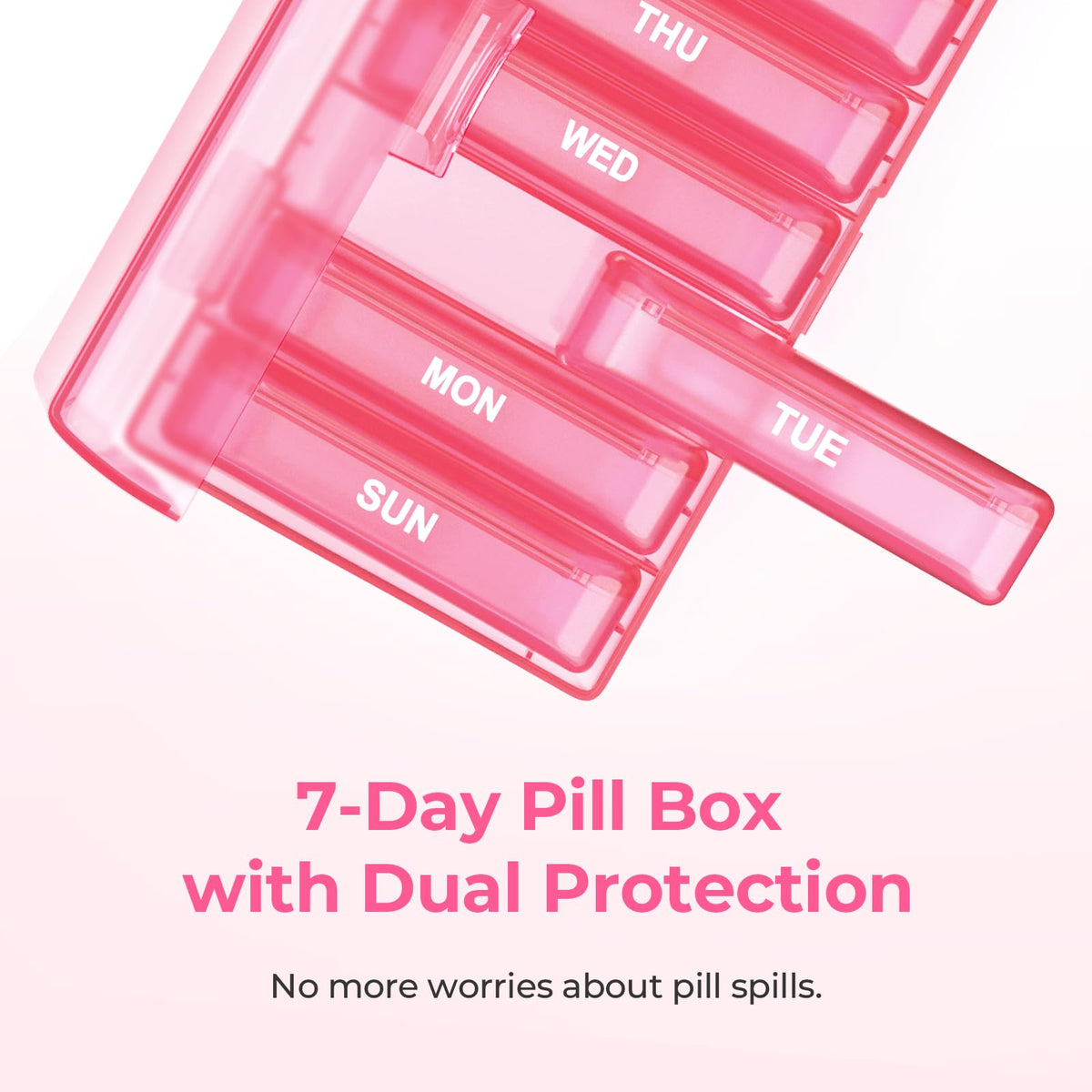 AUVON dual protection medication storage system displayed open to reveal the food grade BPA free interior construction