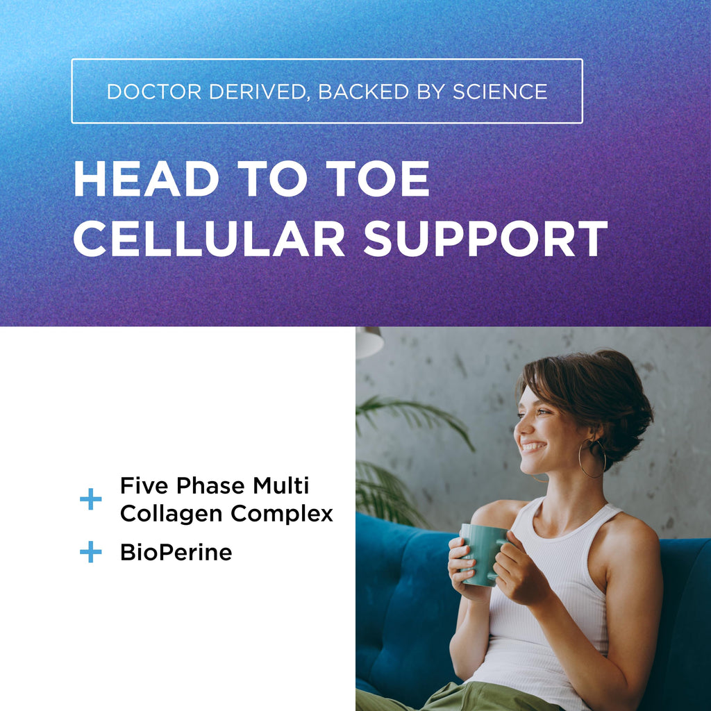 Hydrolyzed collagen capsules by Dr. Emil Nutrition showing BioPerine absorption shield graphics.