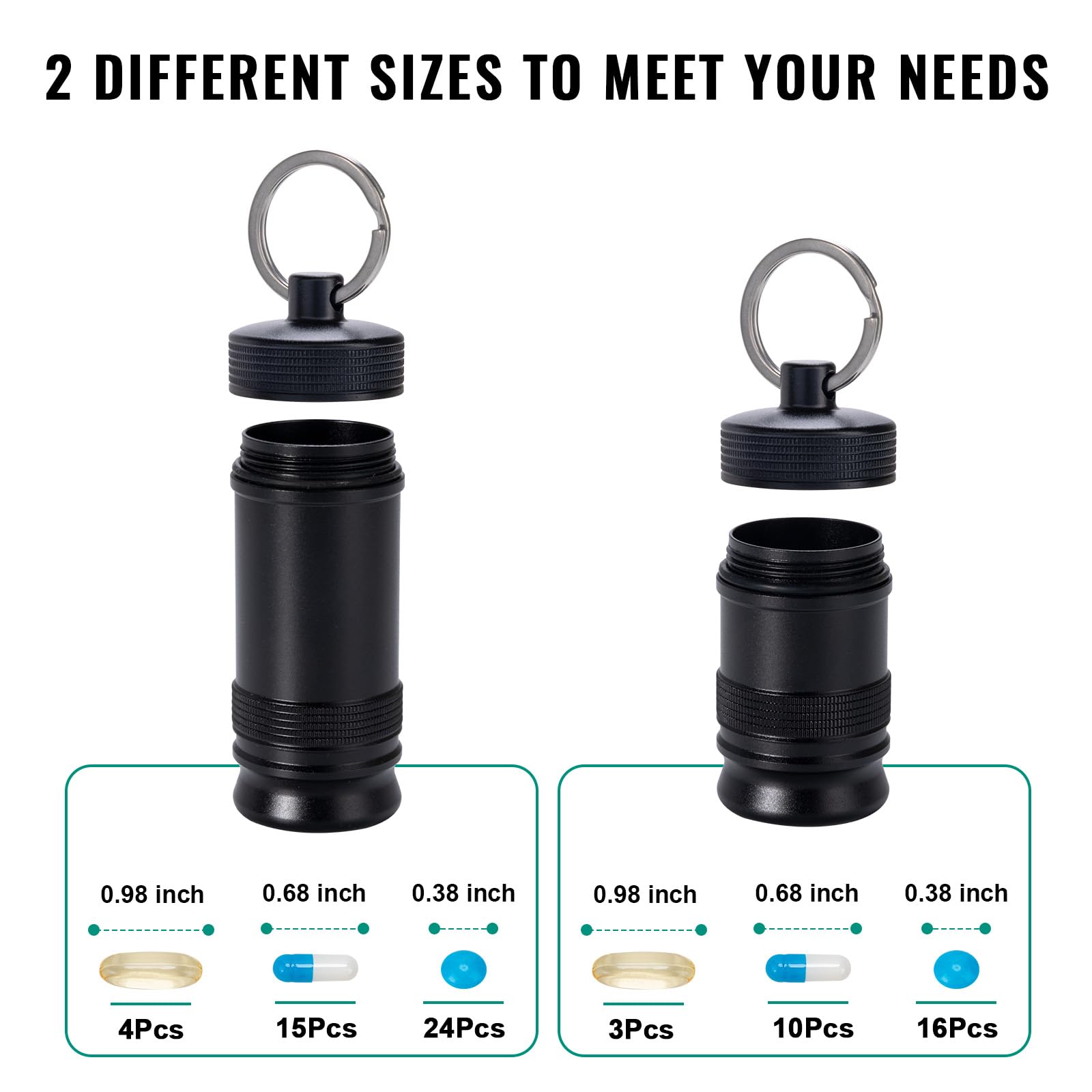 SOBAHIDO single chamber daily pill box medicine bottle organizer open with pills inside.