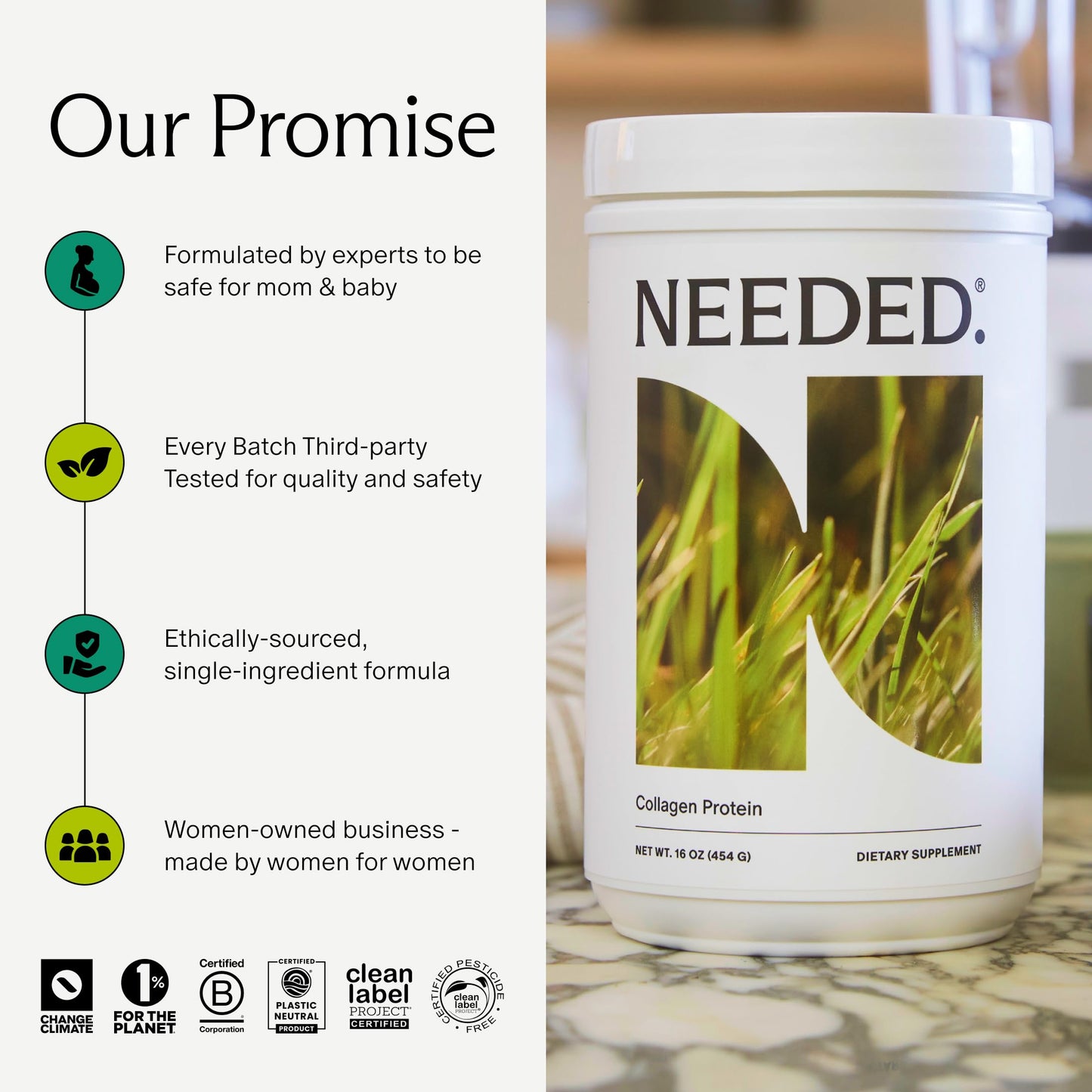 Sustainably sourced pasture raised bovine hydrolyzed collagen peptides for women