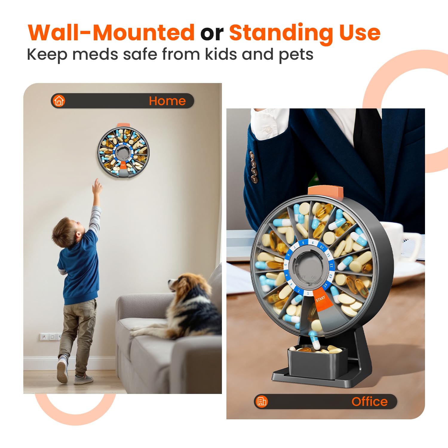Odaro medicine organizer box mounted securely on a bathroom wall surface