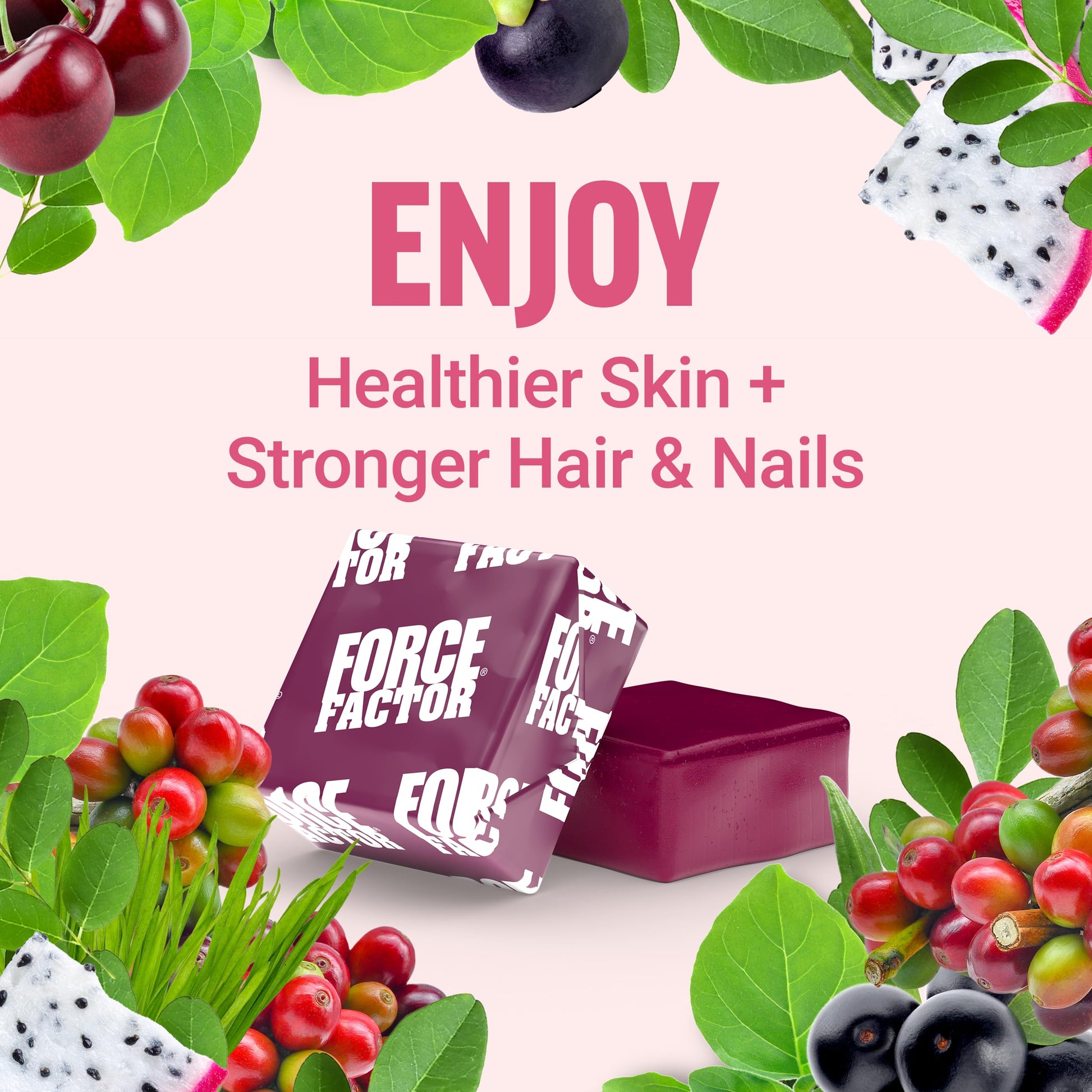 Dermaval superfood complex dietary supplement by Force Factor for youthful skin elasticity.
