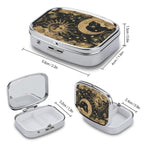 Generic compact medicine case opened displaying the two white plastic compartments
