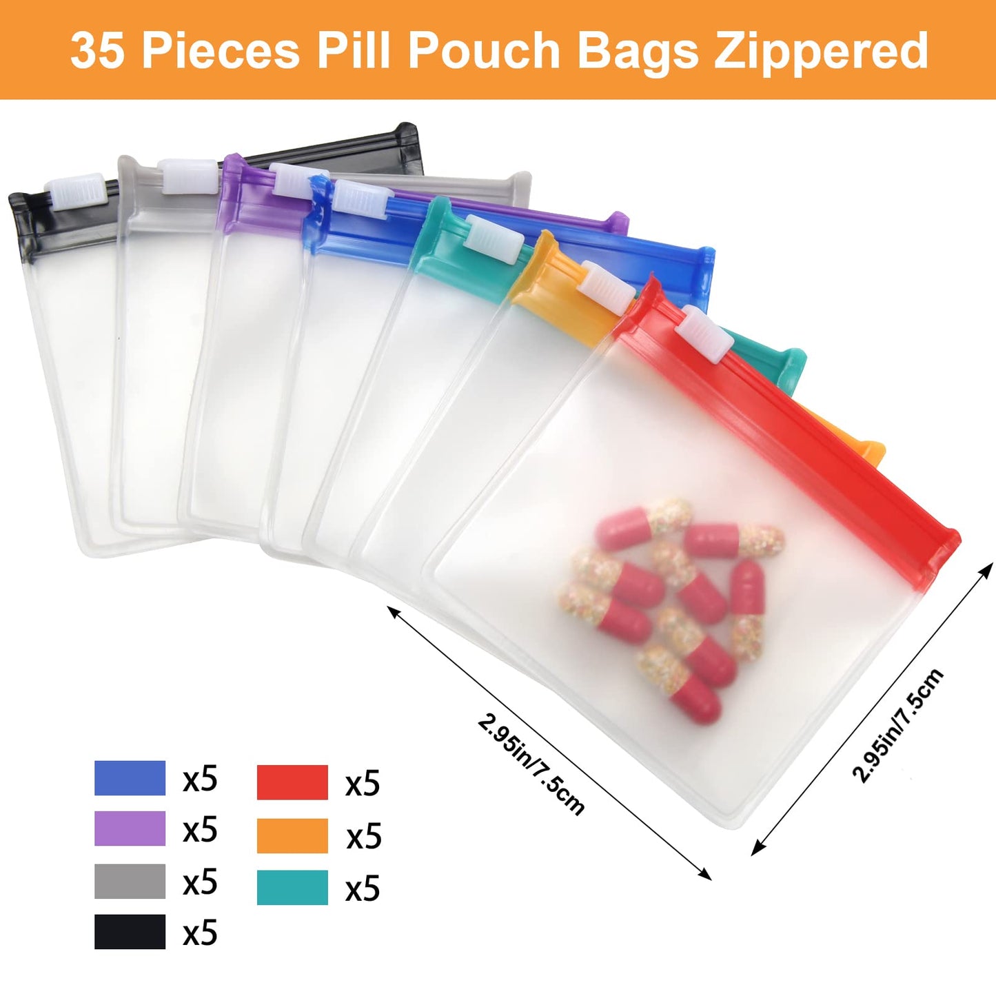 Anglecai self sealing pill baggies packed inside a travel luggage compartment