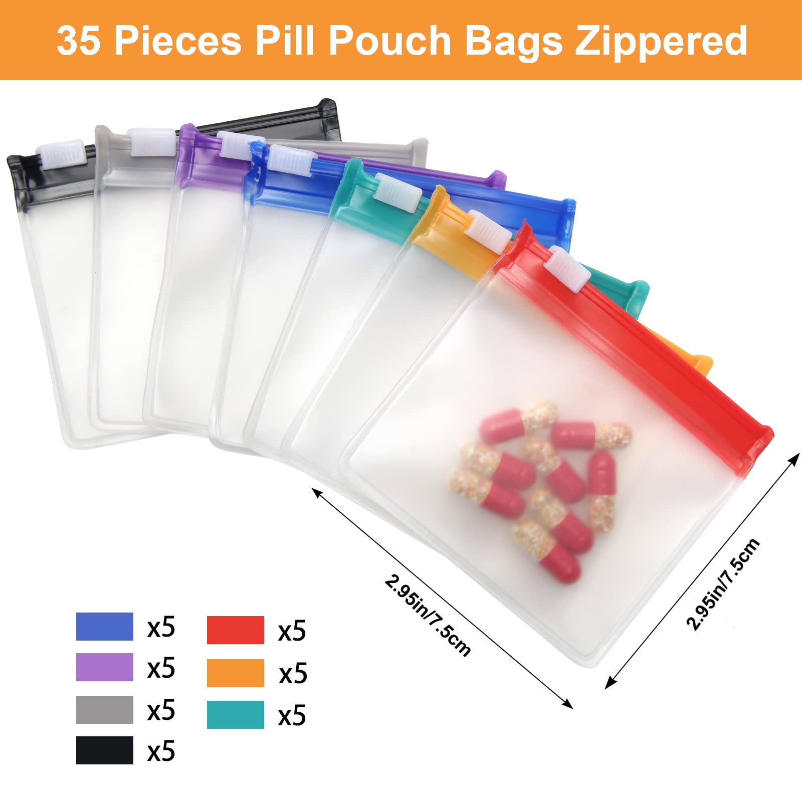 Anglecai self sealing pill baggies packed inside a travel luggage compartment
