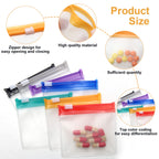Anglecai seven color coded zippered health tracking pouches displayed flat