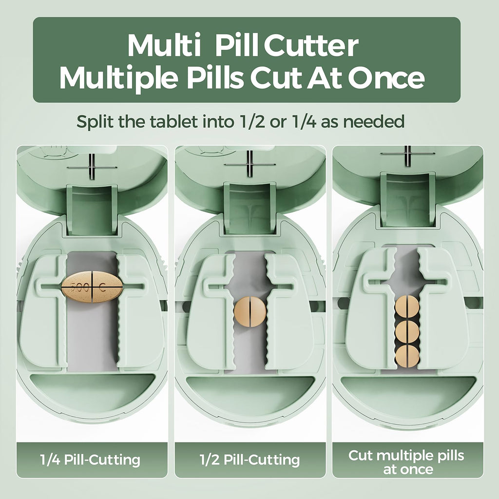Premium health tablet cutter demonstrating half and quarter cutting precision