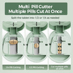 Premium health tablet cutter demonstrating half and quarter cutting precision