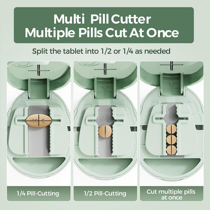 Premium health tablet cutter demonstrating half and quarter cutting precision