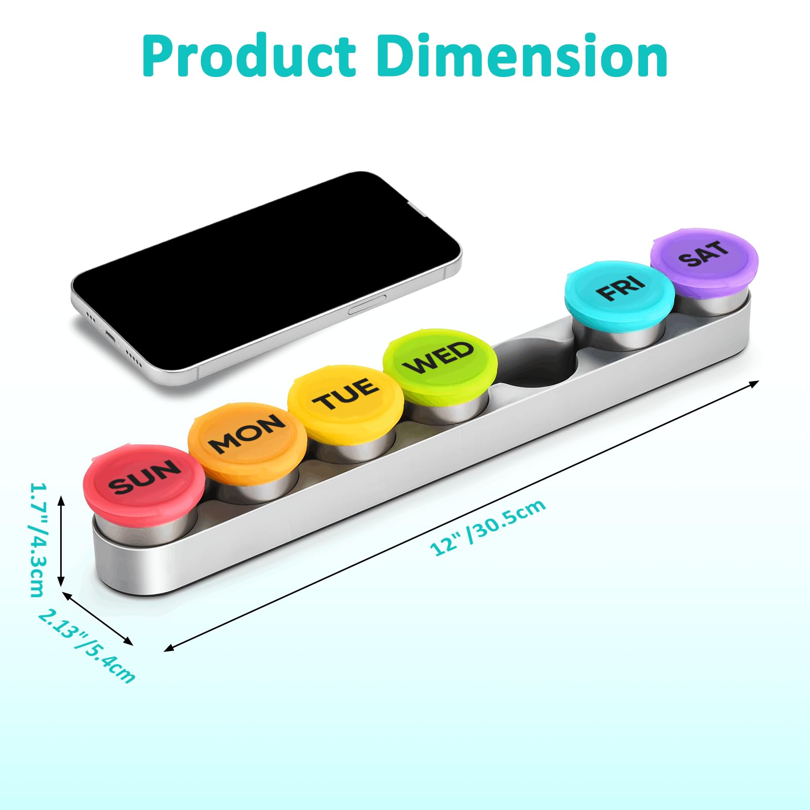 EIVENNKO 7 day pill box organizer showing detachable waterproof metal compartments