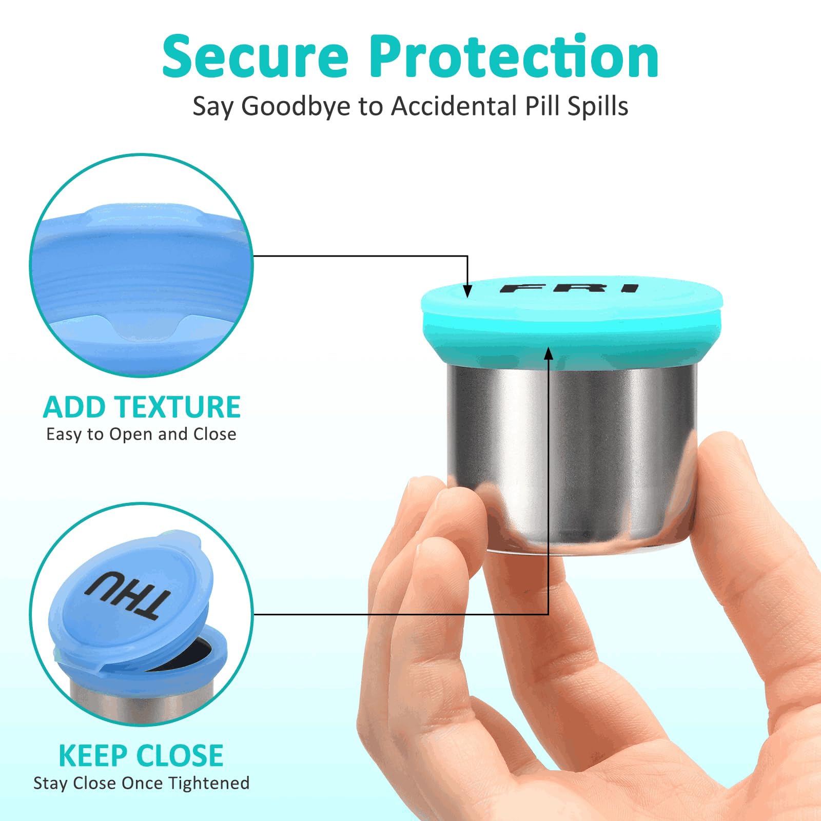 EIVENNKO travel pill box small size being placed inside a travel backpack