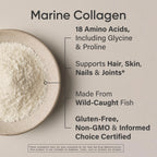 Hydrolyzed type I and III collagen powder scoop for hair and nails.
