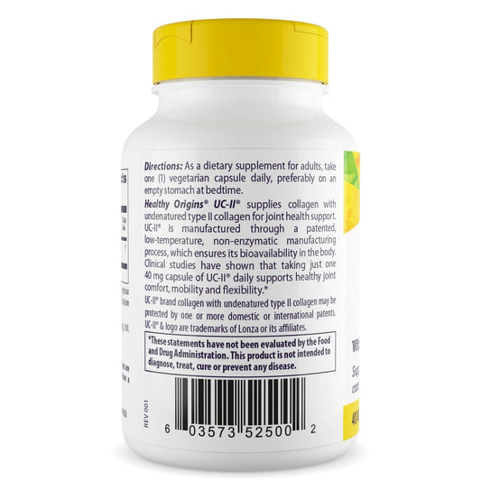 Healthy Origins UC-II joint health supplement label details