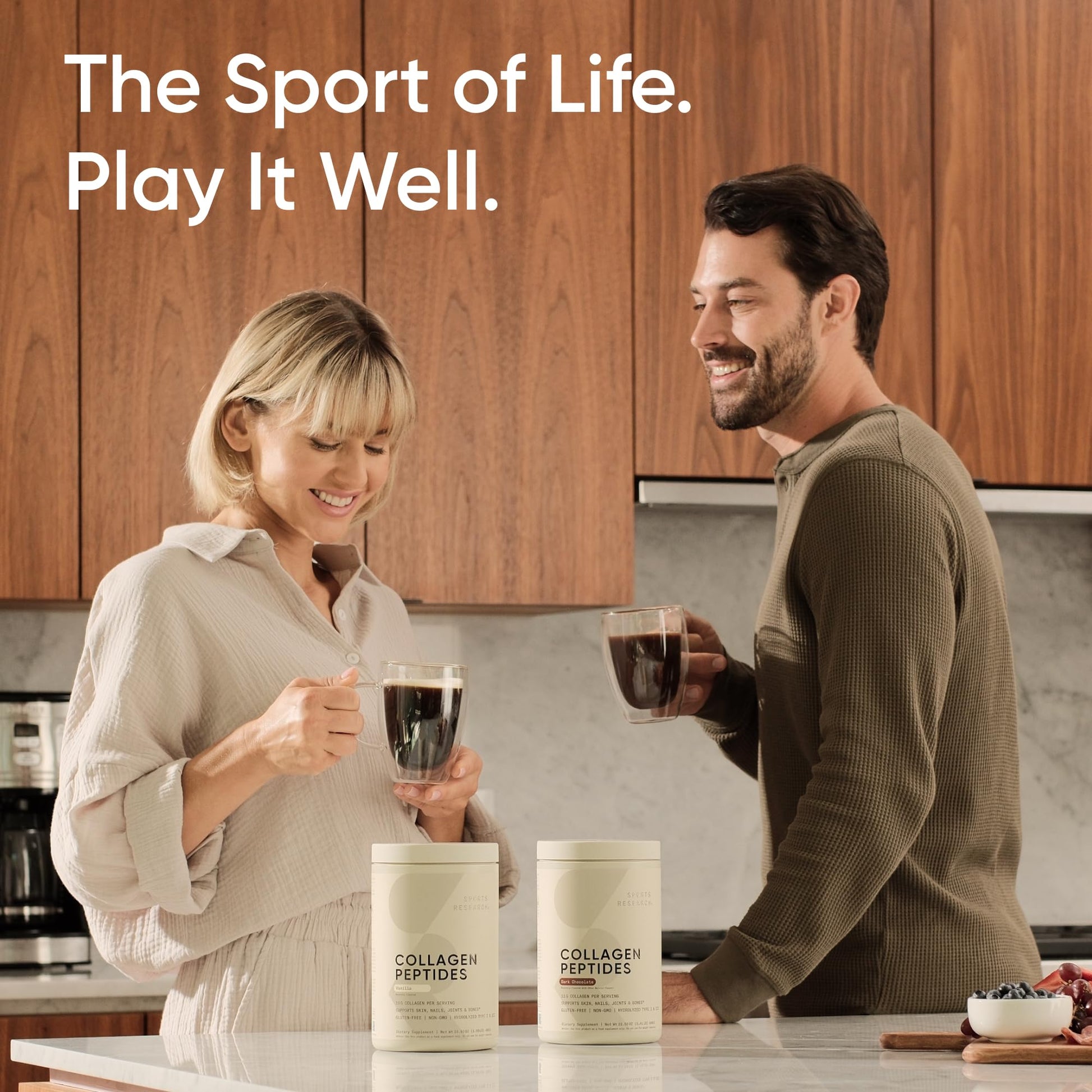 Unflavored marine collagen dissolving easily in a morning beverage.
