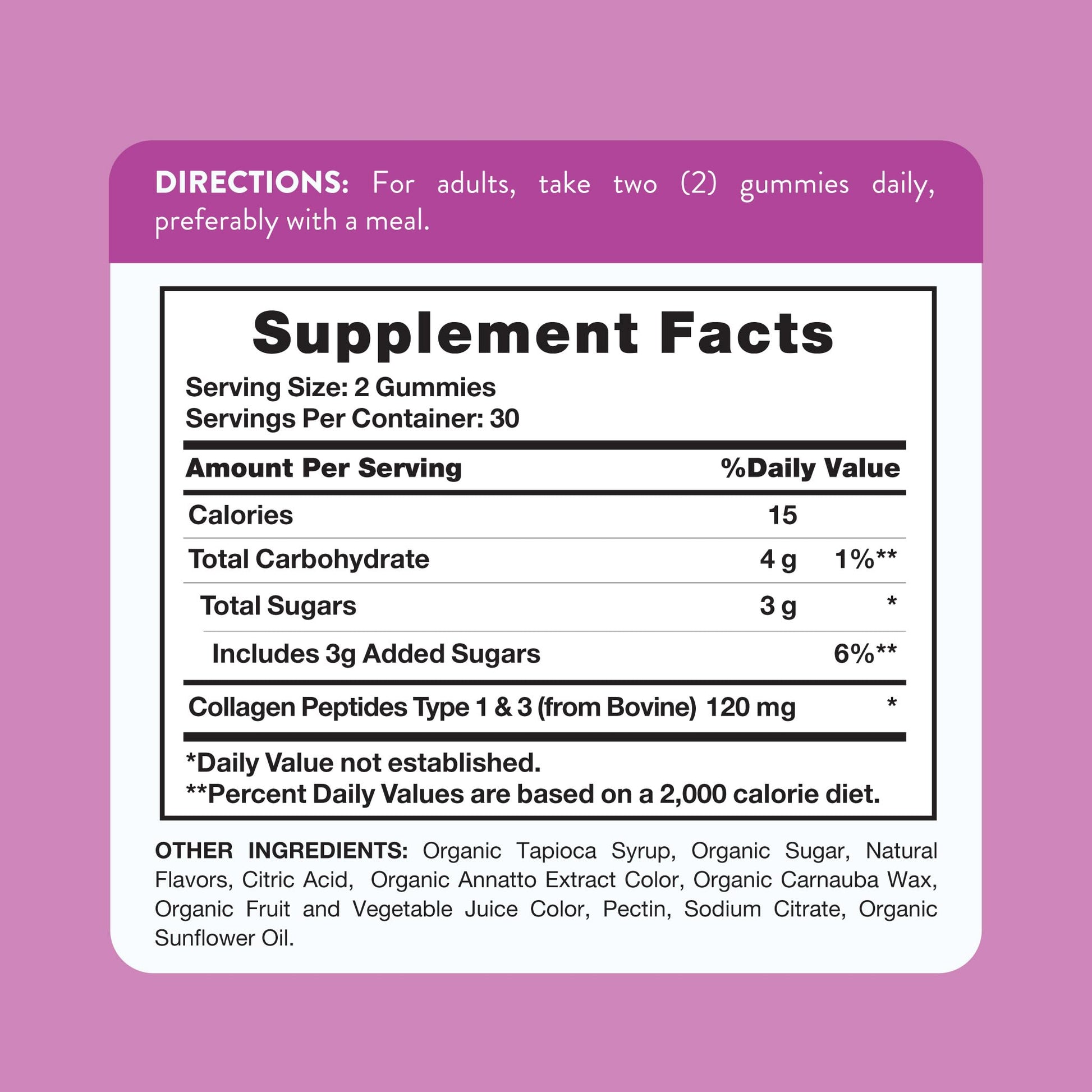 Nature's Truth Beauty Collagen Type 1 and 3 supplement facts label on the back of the bottle.