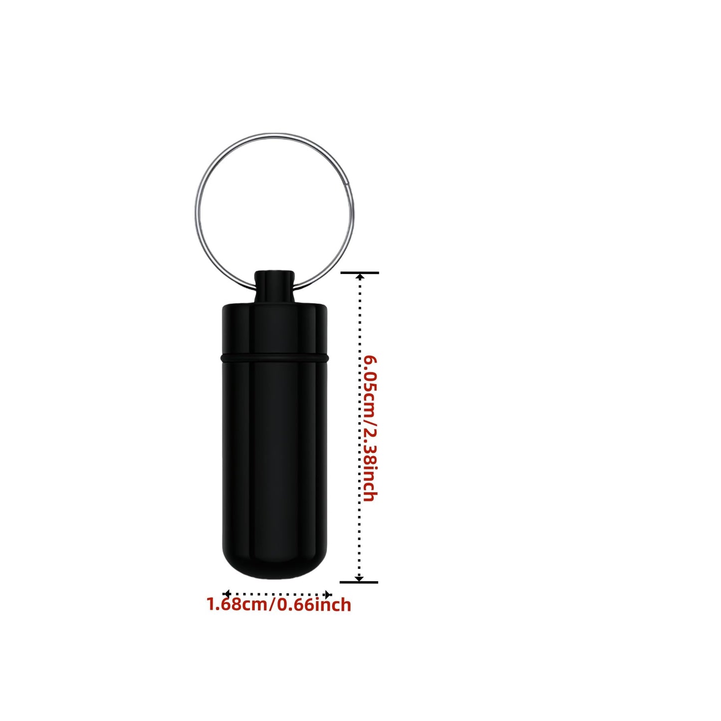 Waterproof mini pill holder keychain with airtight rubber O-ring seal exposed