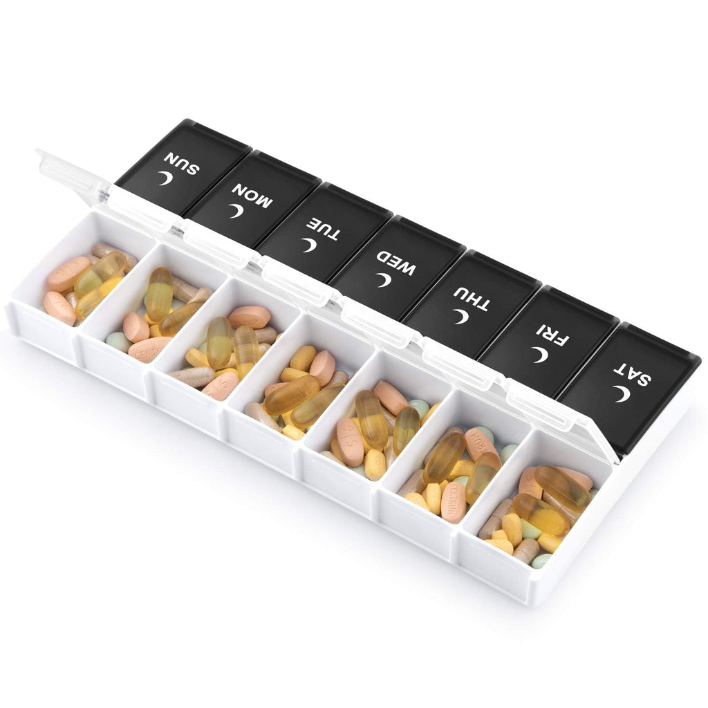 DANYING food grade BPA free plastic pill box demonstrating secure snap closures