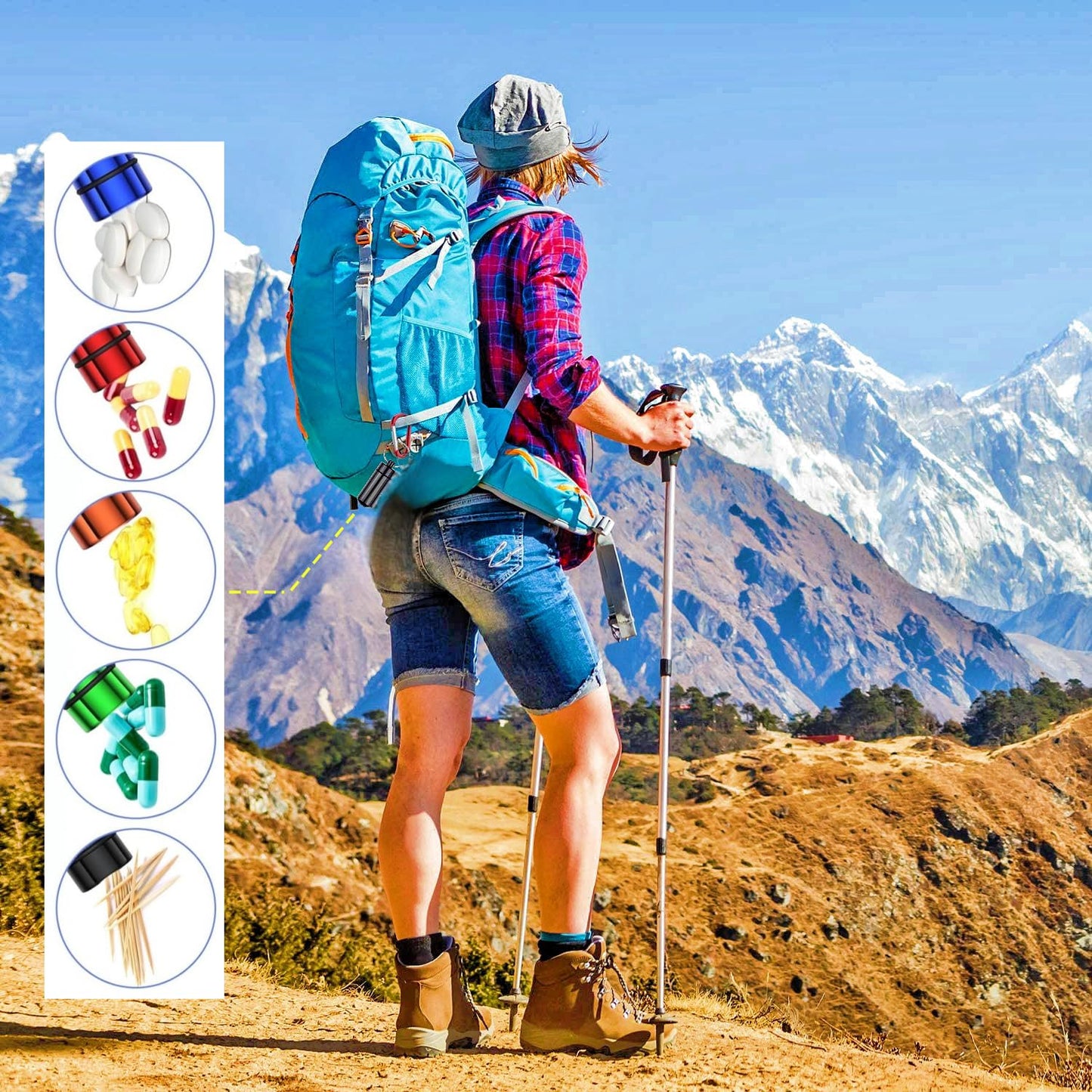 Portable metal medication capsule attached to a backpack zipper for travel convenience