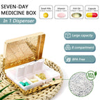 EYIWEITING portable medicine case held in hand demonstrating its compact pocket-friendly dimensions