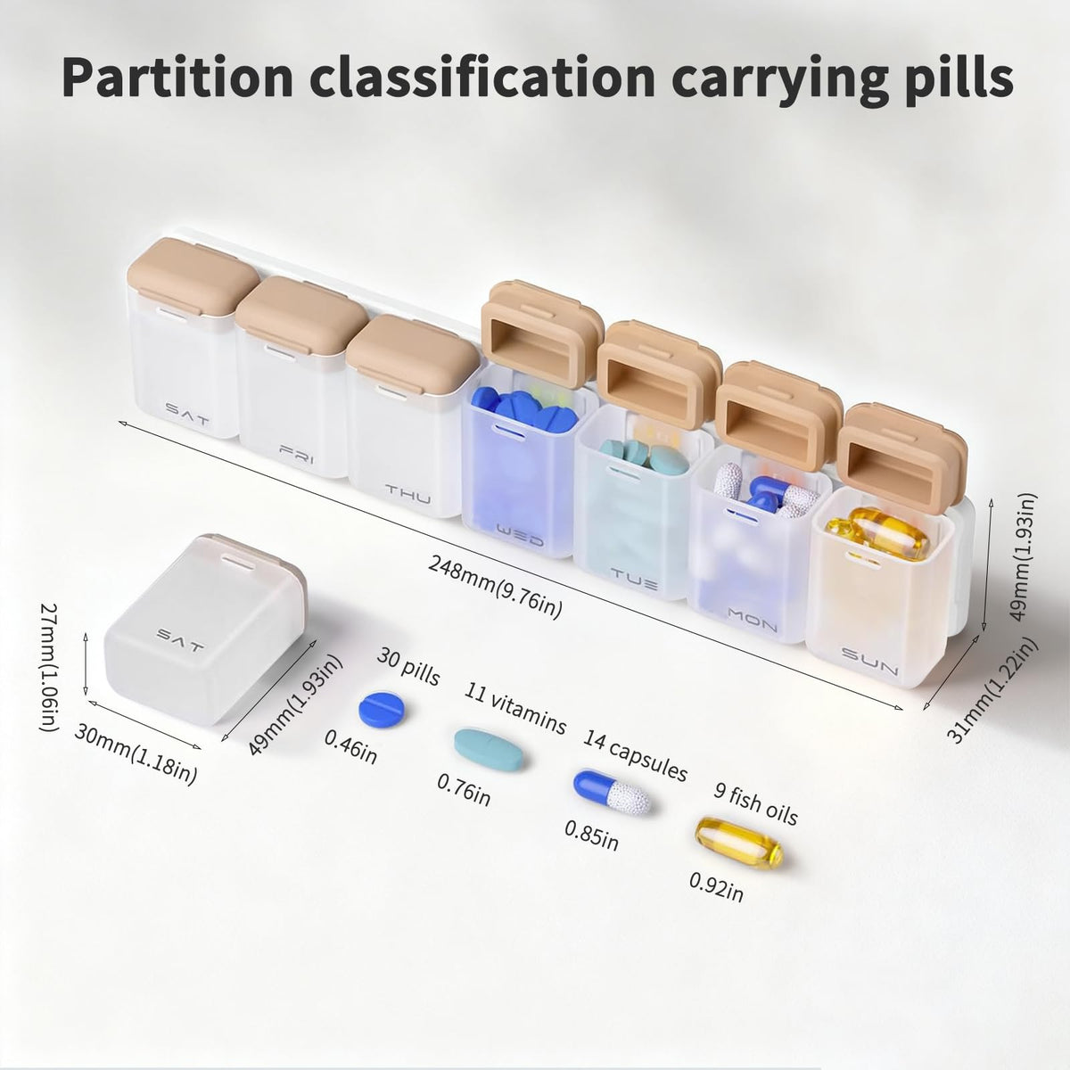 Wxyjxqy travel vitamin holder showing spacious seven day individual compartments