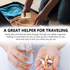 EYIWEITING eight compartment travel case stocked with daily vitamin capsules and tablets