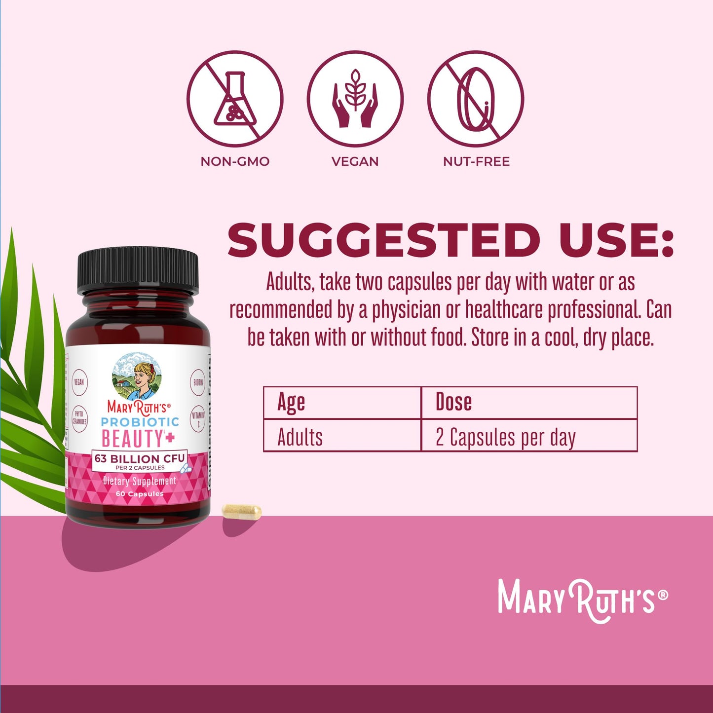 MaryRuth Organics plant based collagen support capsules for skin hydration