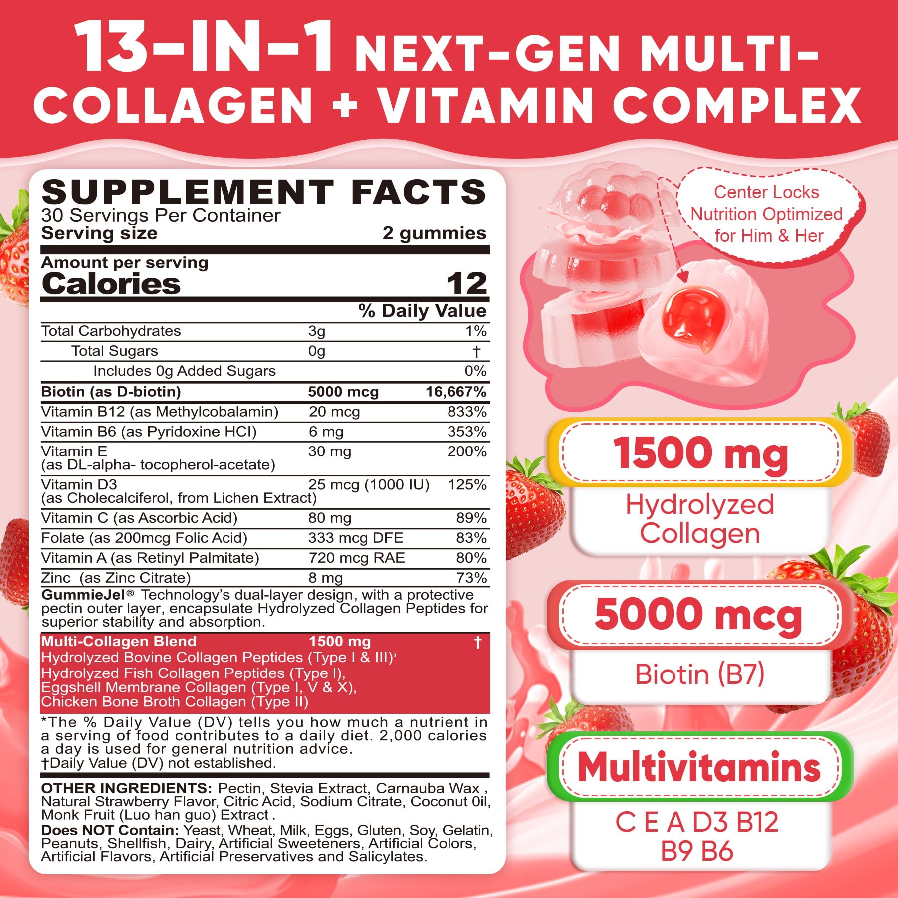 LILICARE hydrolyzed collagen gummies showing the dual layer liquid filled center design.