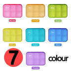 BPA free daily travel medicine organizer packed with fish oil capsules and multi vitamins showing tight seal