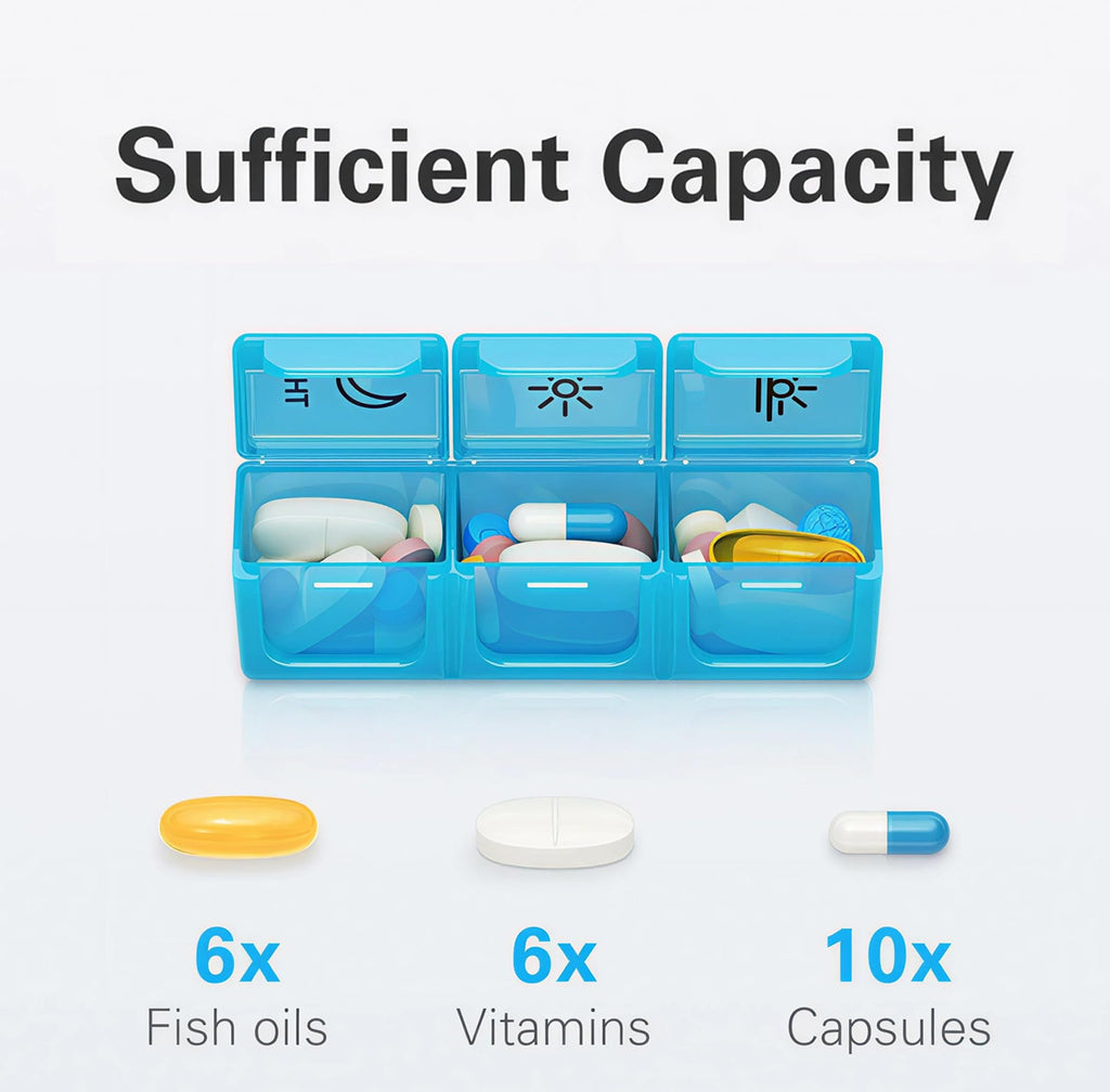 BUG HULL large medication planner showing a single removable color coded daily case