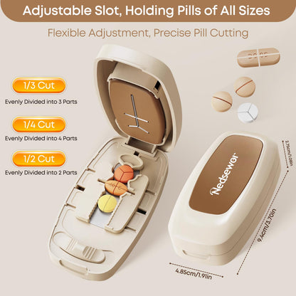 Hidden stainless steel blade mechanism on portable tablet cutter