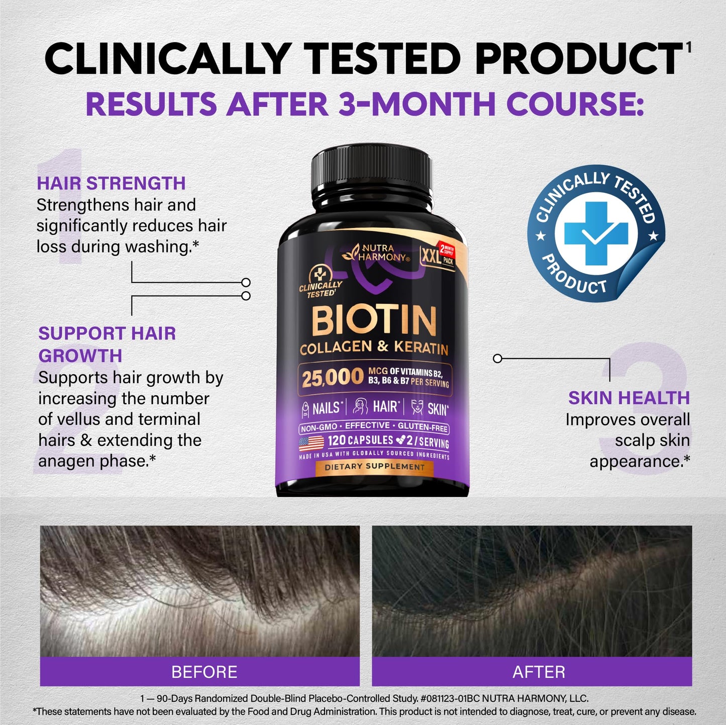Dlnia Nutriharmony Biotin Collagen Hyaluronic Acid 120 Capsules packaging details