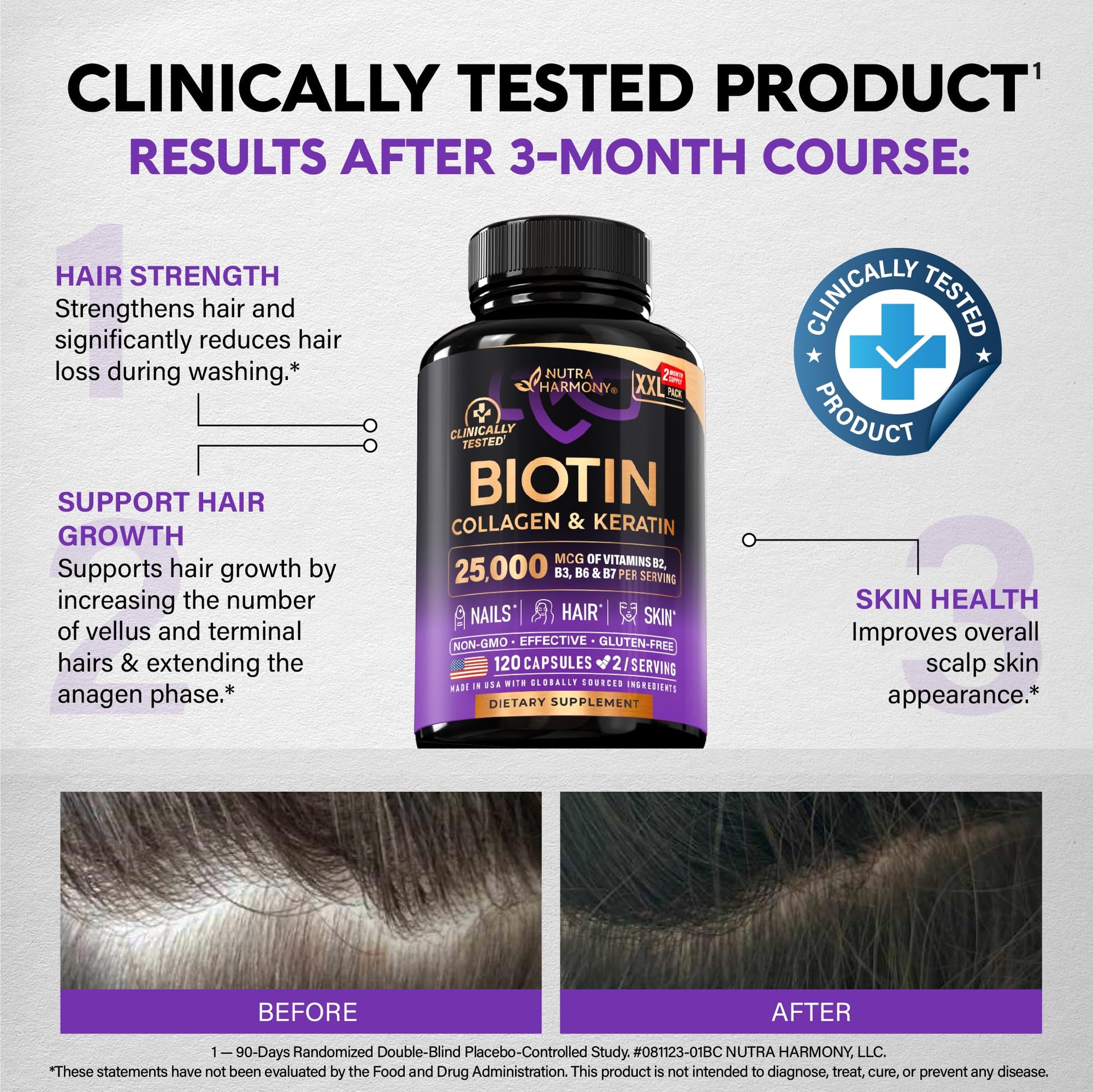 Dlnia Nutriharmony Biotin Collagen Hyaluronic Acid 120 Capsules packaging details