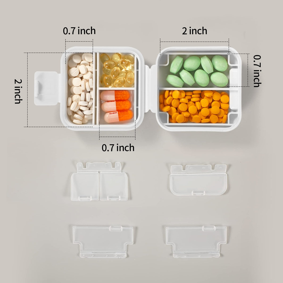 Compact moisture proof medicine box next to purse pocket for travel use