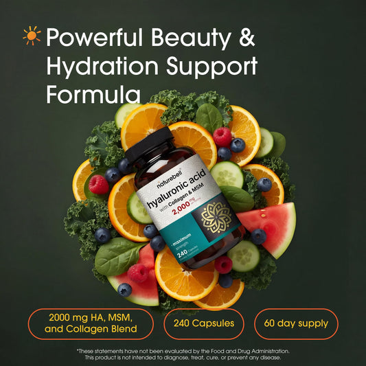 NatureBell Hyaluronic Acid 2000mg supplement bottle label