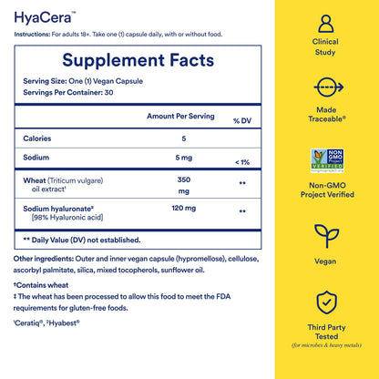 Ritual HyaCera 30 Day Supply supplement facts label