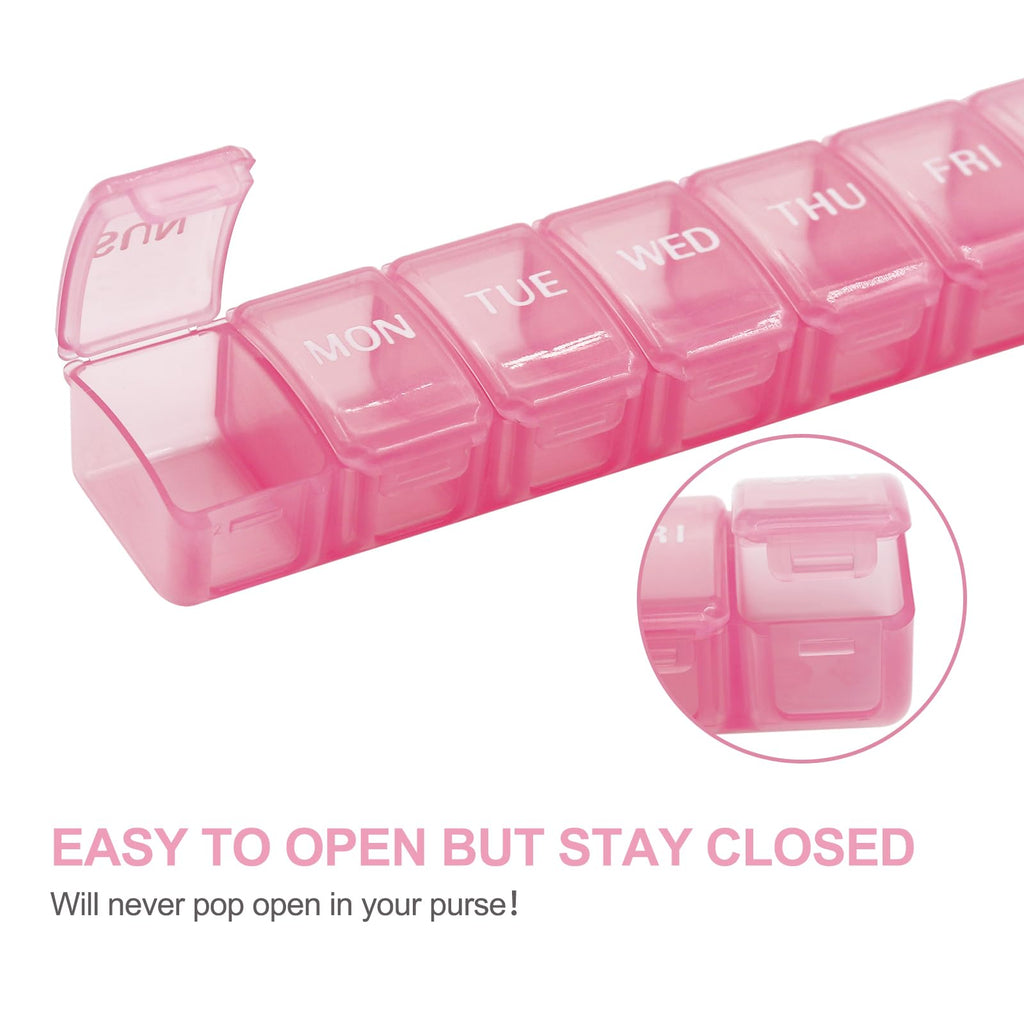 GIIYAA clear lid 7 day medicine container showing uppercase bold weekday labels