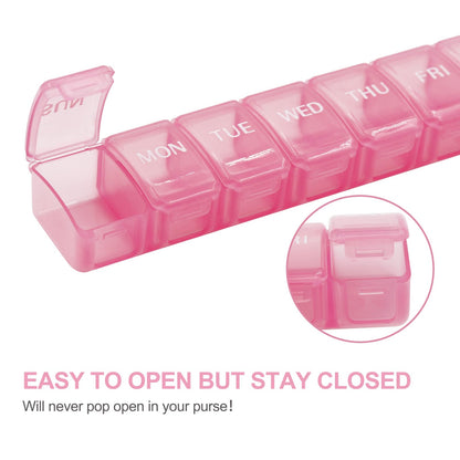 GIIYAA clear lid 7 day medicine container showing uppercase bold weekday labels