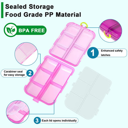 SESIIduo medication storage case alongside the included package of one hundred forty four clear labels.