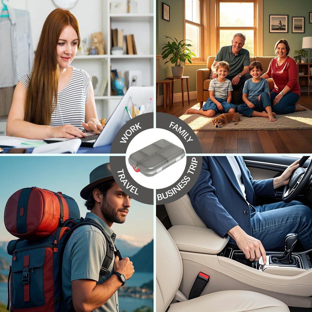 SESIIduo weekly pill organizer packed inside a travel carry on bag demonstrating its portable size.